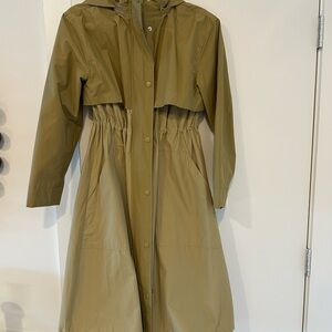 Olive Green Hooded Trench Coat